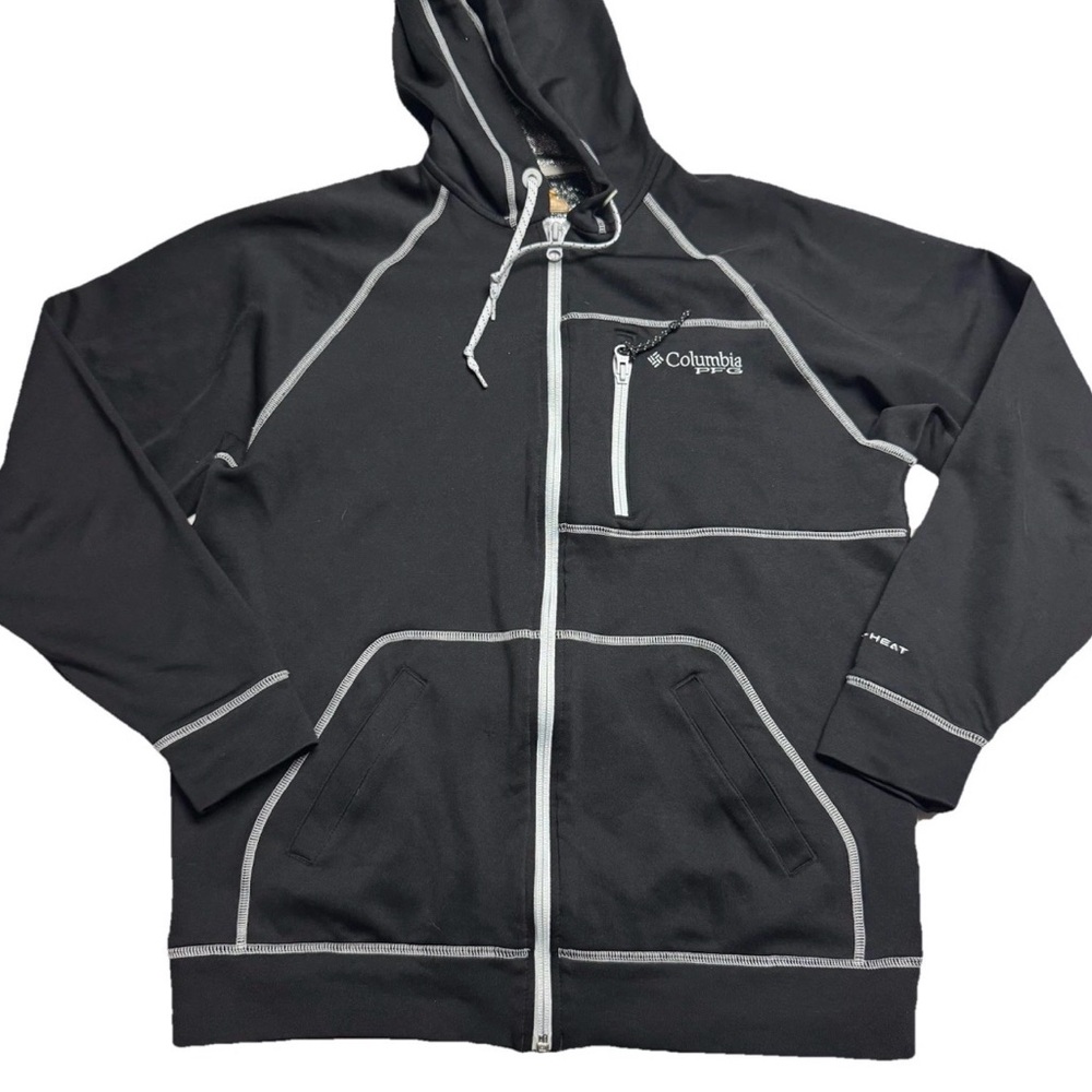 Columbia Omni Heat PFG Marlin Rig Hooded Lightweight Jacket In Black Size: Small